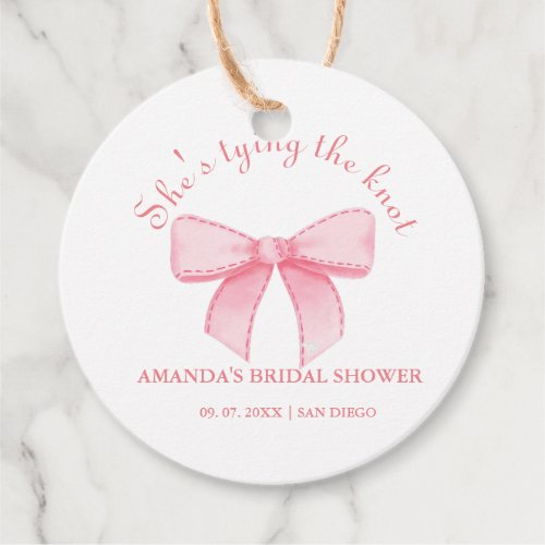 Pink  Ribbon Blush Bridal Shower Favor Tags