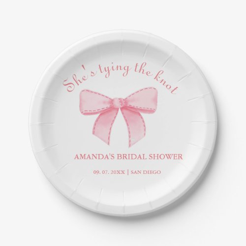 Pink  Ribbon Blush Bridal Shower Paper Plates