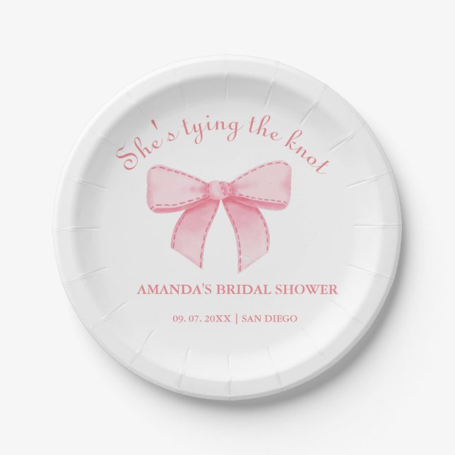 Pink  Ribbon Blush Bridal Shower Paper Plates (Front)