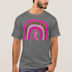 Pink Ribbon Boho Rainbow Breast Cancer Awareness M T-Shirt