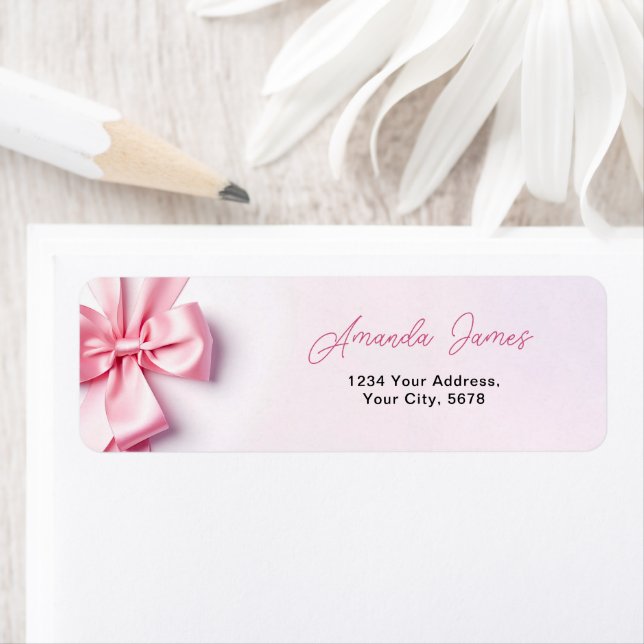 Pink Ribbon Bow Address Label (Insitu)