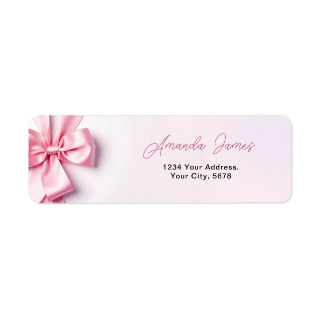 Pink Ribbon Bow Address Label (Front)