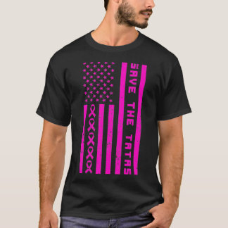Pink Ribbon Bow Breast Cancer Save the Tatas Ameri T-Shirt