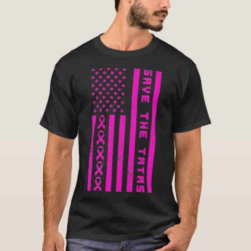Pink Ribbon Bow Breast Cancer Save the Tatas Ameri T_Shirt