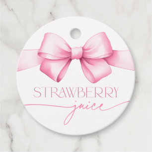 Pink Ribbon Bow Bridal Shower Mimosa Bar Tags