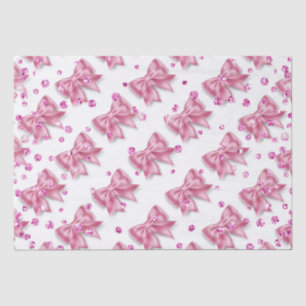 Pink ribbon bow shimmer pattern girly girls tissue paper