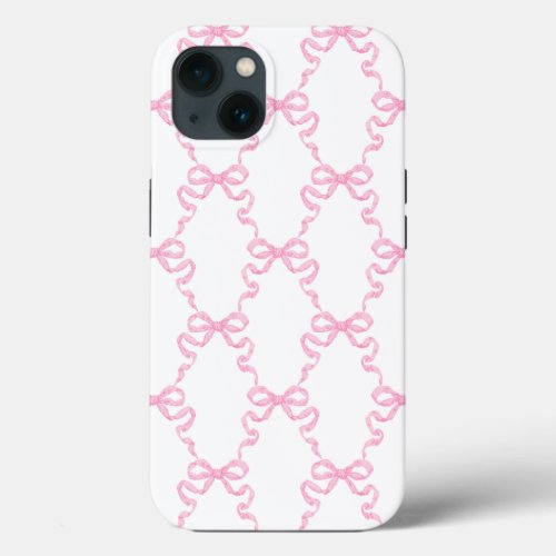 Pink Ribbon Bow Trellis iPhone 13 Case