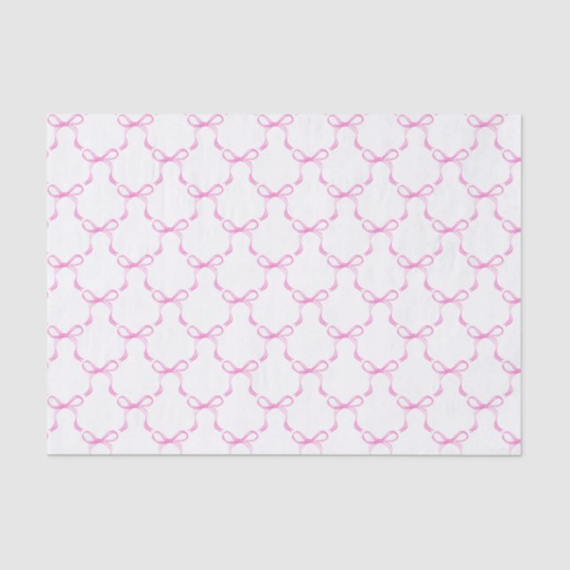 Pink Ribbon Bows Tissue Paper (Front)