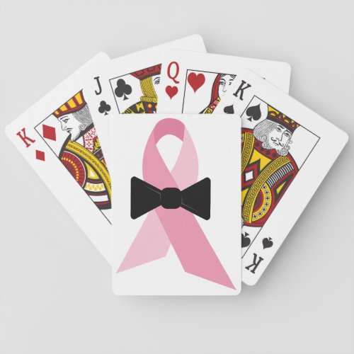 Pink Ribbon Bowtie Playing Cards