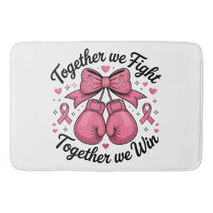 Pink Ribbon Boxing Gloves Breast Cancer Awareness Bath Mat