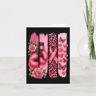 Pink Ribbon Boxing Gloves Leopard Breast Cancer Aw Card