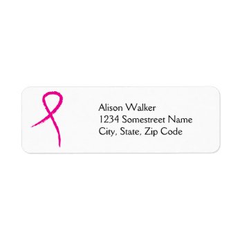 Pink Ribbon Breast Cancer Awareness Address Label by RossiCards at Zazzle