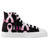 Pink Ribbon Breast Cancer Awareness Black Sneaker (Left Shoe Inside)
