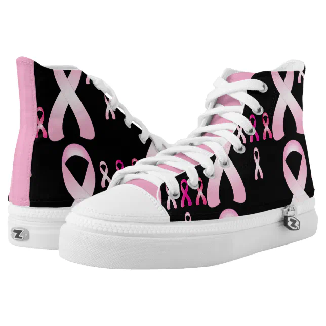 Pink Ribbon Breast Cancer Awareness Black Sneaker | Zazzle