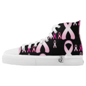 Pink Ribbon Breast Cancer Awareness Black Sneaker (Left Shoe Outside)