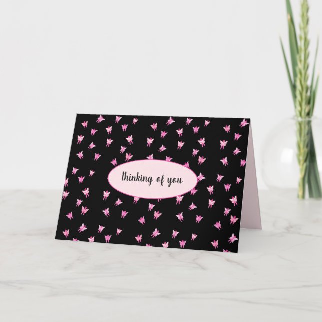 pink ribbon breast cancer awareness butterflies card (Front)