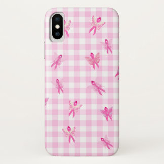 pink ribbon breast cancer awareness butterflies iPhone XS case