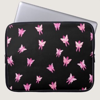 Pink Ribbon Breast Cancer Awareness Butterflies  Laptop Sleeve