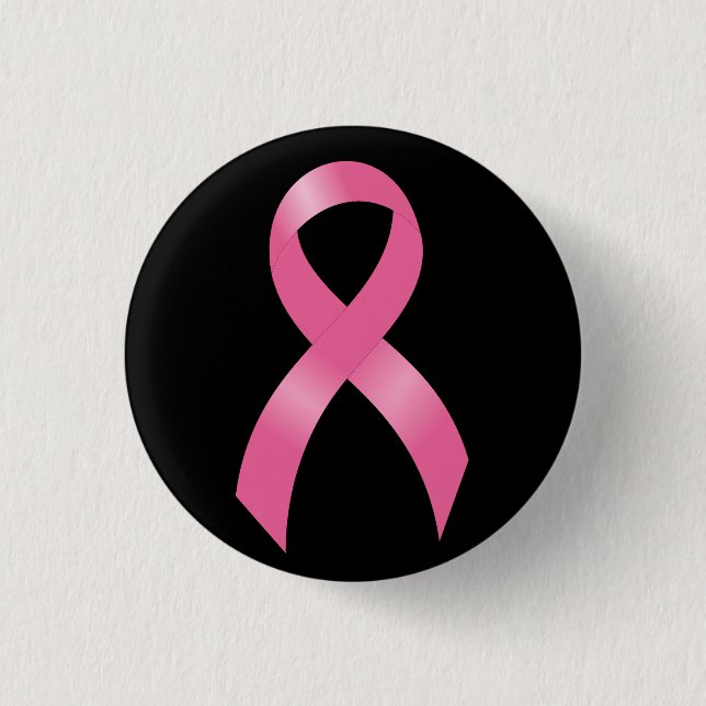 Pink Ribbon Breast Cancer Awareness Button (Front)