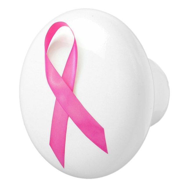 Pink Ribbon Breast Cancer Awareness Ceramic Knob (Right)