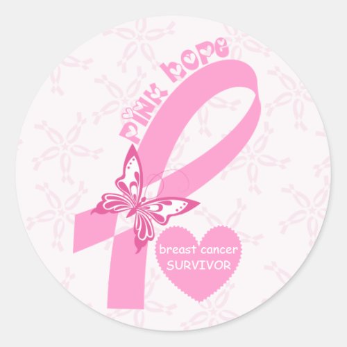 Pink Ribbon Breast cancer awareness Classic Round Sticker