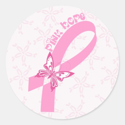 Pink Ribbon Breast cancer awareness Classic Round Sticker