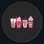 Pink Ribbon Breast Cancer Awareness Coffee Latte F Classic Round Sticker<br><div class="desc">Pink Ribbon Breast Cancer Awareness Coffee Latte Fall Autumn</div>