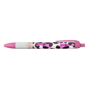 Pink Ribbon Breast Cancer Awareness Cow Print Pen