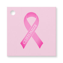 Pink ribbon breast cancer awareness custom favor tags