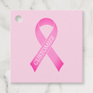 Pink ribbon breast cancer awareness custom favor tags