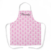 Pink ribbon breast cancer awareness custom kitchen apron