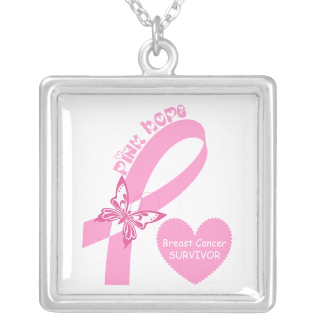 Pink Ribbon Breast cancer awareness custom pendant (Front)