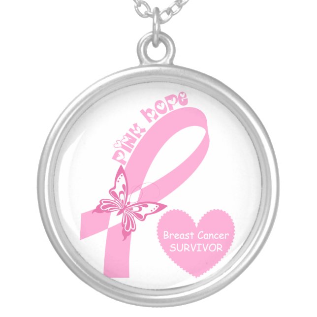 Pink Ribbon Breast cancer awareness custom pendant (Front)