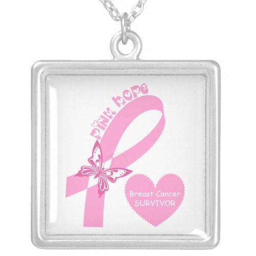 Pink Ribbon Breast cancer awareness custom pendant zazzle_necklace