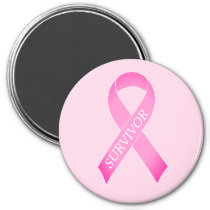 Pink ribbon breast cancer awareness custom round magnet
