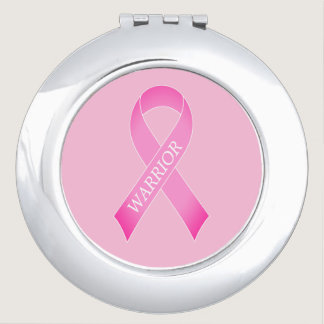 Pink ribbon breast cancer awareness custom warrior compact mirror