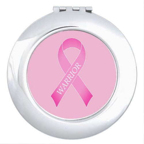 Pink ribbon breast cancer awareness custom warrior compact mirror