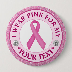 Pink Ribbon Breast Cancer Awareness Design Button