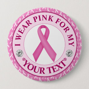 Pink Ribbon Breast Cancer Awareness Design Button