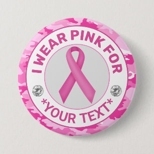 Pink Ribbon Breast Cancer Awareness Design Button