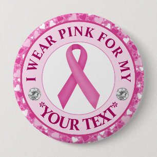 Pink Ribbon Breast Cancer Awareness Design Button