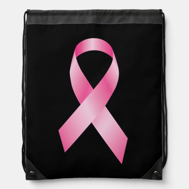 Pink Ribbon - Breast Cancer Awareness Drawstring Bag (Front)