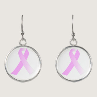 Pink Ribbon Breast Cancer Awareness Drop Earrings