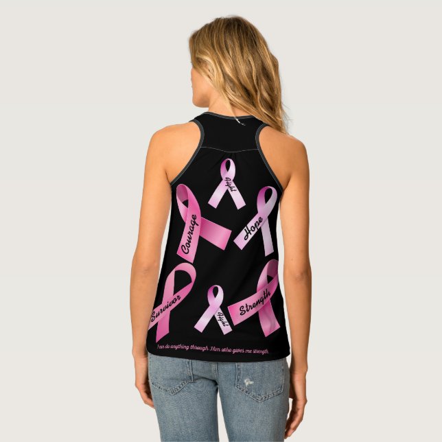 Pink Ribbon Breast Cancer Awareness Faith Hope Win Tank Top (Back Full)