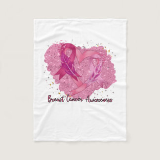 Pink Ribbon Breast Cancer Awareness Fleece Blanket