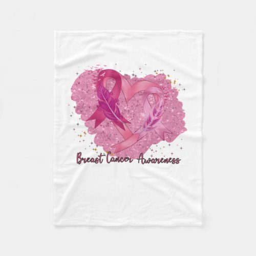 Pink Ribbon Breast Cancer Awareness Fleece Blanket