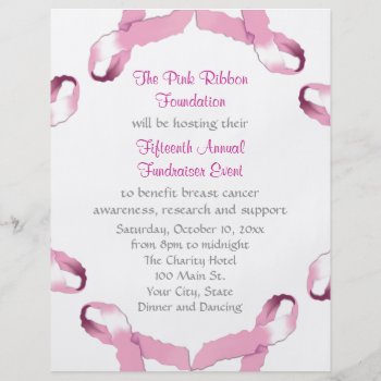 Pink Ribbon Breast Cancer Awareness Flyer by ArtByApril at Zazzle