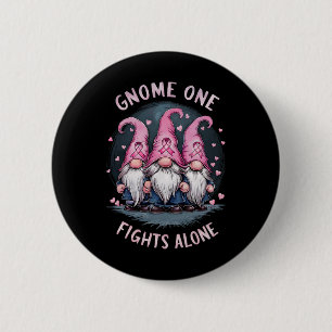 Pink Ribbon Breast Cancer Awareness Gnome One Figh Button