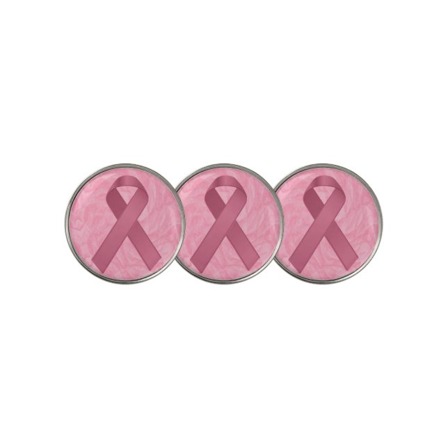 Pink Ribbon - Breast Cancer Awareness Golf Ball Marker (3 Up)