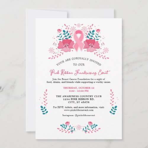 Pink Ribbon Breast Cancer Awareness Invitation